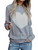 Cogild Women's Pullover Sweater Long Sleeve Crewneck Cable Knit Heart Cute Sweater Grey