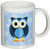 3dRose Cute Blue Owl on Light Blue Background Mug, 11-Ounce