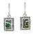 Peacock Abalone Shell Greek Key Frame  925 Sterling Silver Dangle Earrings