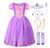 JerrisApparel Girl Princess Costume Fancy Ball Gown Halloween Cosplay Party Dress  3T  Purple with Accessories