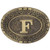 Exos Oval Western Brass Cast Filigree Rope Border Initial Belt Buckle  F