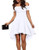 Sarin Mathews Women Off The Shoulder Short Sleeve High Low Cocktail Skater Dress White S