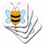 3dRose CST 118737 3 Happy Bumble Bee Goofy Cartoon Ceramic Tile Coasters  Set of 4