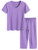 Latuza Women s Cotton Pajamas Set Tops and Capri Pants Sleepwear 2X Purple