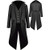 Mens Gothic Medieval Tailcoat Jacket  Steampunk Vintage Victorian Frock High Collar Coat  S  Black