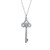 Pave Cubic Zirconia CZ Fleur De Lis Key Shape Pendant Necklace For Women Girlfriend 925 Sterling Silver