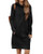 Kidsform Women s Hoodie Dress Long Sleeve Solid Hooded Pullover Long Tunic Tops with Pockets T no Fleece Black Medium