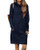 Kidsform Women s Hoodie Dress Long Sleeve Solid Hooded Pullover Long Tunic Tops with Pockets Navy M