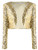 Anna Kaci Womens Shiny Sequin Long Sleeve Glitter Cropped Blazer Bolero Shrug  Gold  Small