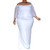 VERWIN Plus Size Floor Length Off Shoulder Pullover Bodycon Dress Patchwork Maxi Dress XL White