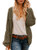 Astylish Womens Cardigans Ladies Autumn Warm Cozy Open Front Long Sleeve Chunky Cable Knit Ribbed Cardigan Sweater Olive Brown Large