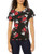 Calvin Klein Women s Flutter Sleeve Printed Top  Red Cobalt Multi  Large