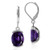 Silvershake 6 02ct  11x9mm Natural Oval Shape African Amethyst 925 Sterling Silver Leverback Dangle Earrings