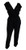 eVogues Plus Size Deep V Neck Jumpsuit Black   3X