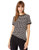Anne Klein Women s Button Back TOP  Anne BLK Anne White  M