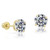 14k Yellow Gold Solitaire Round Cubic Zirconia Stud Earrings in Secure Screw backs  6mm