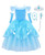 HenzWorld Little Girls Clothes Outfits Dresses Princess Costume Layered Skirt Role Pretend Halloween Cosplay Birthday Party Blue Kids Age 9 10 Years Old