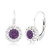 UNICORNJ Children s Tweens Sterling Silver 925 Purple CZ Halo February Birth Month Leverback Earrings 4mm Italy