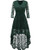 DRESSTELLS Women s Vintage Floral Lace 3 4 Sleeves Dress Hi Lo Cocktail Party Swing Dress Dark Green XL