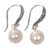 NOVICA White Cultured Freshwater Pearl  925 Sterling Silver Dangle Earrings  Purity of Moonlight