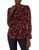 Calvin Klein Women s Printed Long Sleeve V Neck Top  Red Multi  Small