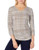 Calvin Klein Women s 3 4 Sleeve Ruched TOP  Latte Multi  M