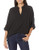 Calvin Klein Women s Puckered V Neck Roll Sleeve Top  Black  Small