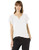 Calvin Klein Women s V Neck TOP with Chiffon  Soft White  Medium