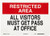 Brady 95465 14  Width x 10  Height B-401 Plastic  Black and Red on White Security Area Sign  Header  Restricted Area   Legend  All Visitors Must Get Pass At Office