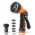 QWER Refined Garden Hose Nozzle Hose Sprayer Water Hose Sprayer Nozzle with 9 Adjustable Watering Patterns High Pressure Spray Nozzle for Watering Plants  Car Washing  Shower PetsOrange