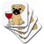 3D Rose Funny Cute Pug Dog Drinking Glass of Red Wine Ceramic Tile Coasters Multicolor
