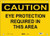 Master Lock S6452 20  Width x 14  Height Polypropylene  Black on Yellow Safety Sign  Header  Caution   Legend  Eye Protection Required In This Area