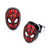 Marvel Base Metal   Black IP Spider Man Face Front with Stainless Steel Post Stud Earrings-