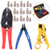 Swpeet 13Pcs Professional Coax Coaxial BNC Connector Crimp Crimping Tool Kit with 10PCS CCTV BNC Crimp Connector, Extra Wire Stripper Cutter and Side Pliers Perfect for RG55, RG58, RG59, RG62, 5, 6