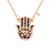 MANZHEN Good Luck Protection Abalone Paua Shell Hamsa Hand Charm Necklace Rose Gold