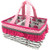 Bacati Elephants Girls Nursery Fabric Storage Caddy with Handles, Pink/Grey