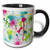 3dRose Funky Paint Splatters - Two Tone Black Mug  11 oz  Multicolor