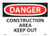 NMC D404RB DANGER - CONSTRUCTION AREA KEEP OUT Sign - 14 in- x 10 in- Rigid Plastic Danger Signage  Black-White Text on White-Red Base