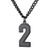 GoldChic Jewelry Black Baseball Jersey Number 2 Charms Pendant Necklace with Chain 222