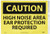 NMC C519PB OSHA Sign  Legend  CAUTION - HIGH NOISE AREA EAR PROTECTION REQUIRED   14  Length x 10  Height  Pressure Sensitive Adhesive Vinyl  Black on Yellow