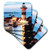 3dRose CST_61725_3 Harbour Town Lighthouse at Hilton Head Island at Dusk-Ceramic Tile Coasters, Set of 4