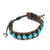 AeraVida Bohemian Simulated Turquoise and Fashion Silver Beads Leather Adjustable Wrist Pull Bracelet