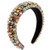 Rhinestone Padded Headband Bejewled Crystal Wide Velvet Hairband Sparkly Wedding Party Headband Hair Accessories For Women Girls rainbow