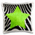 3dRose Punk Rockabilly Zebra Animal Stripe Green Star Print - Pillow Case  16 by 16-inch pc203871
