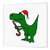 3dRose ht2001761 Funny Green Trex Dinosaurin Santa Hat with Candy Cane Iron on Heat Transfer  8 by 8-Inch  for White Material