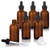 2 oz - 60 ml Amber Glass Boston Round Graduated Measurement Glass Dropper Bottle 6 pack  Funnel