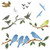 Birds on Branches Stencil  6-5 x 6-5 inch M - Bird Branch Silhouette Stencils for Painting Template