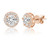 MIA SARINE Rose Gold Plated Sterling Silver 2 1-4 Cttw Round Cubic Zirconia Halo Stud Earrings for Women  Pink
