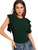 Romwe Women s Ruffle Sleeve Solid Elegant Wear to Work Blouse Top Green M