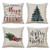 LEVOSHUA Set of 4 Christmas Pillow Covers Merry Bright Throw Pillow Case Cushion Cover Xmas Tree Cotton Linen Pillowcase Home Decorative for Sofa 18  x 18  Inch